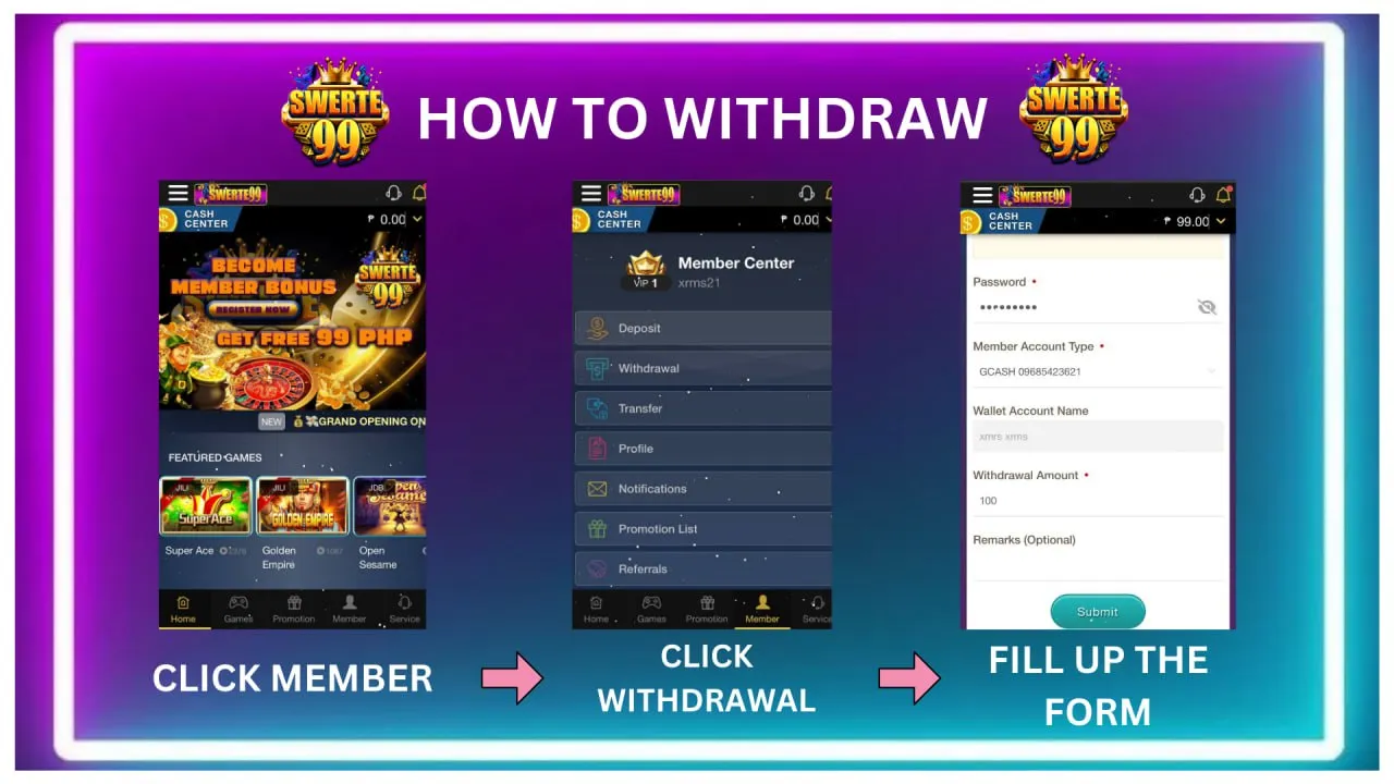 swerte99 How to withdraw
